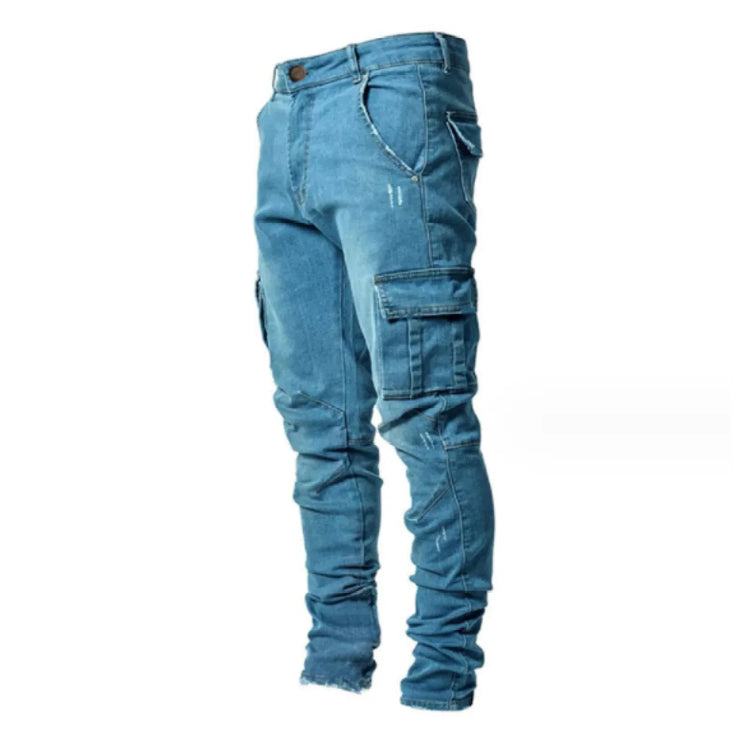 Skinny Jeans with Side Pockets and Feet for Men