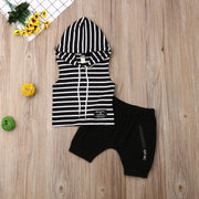 Toddler Boy Summer Sleeveless Hooded Outfit